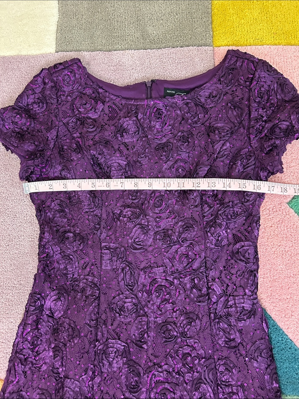 Alex Evenings Rosette Evelyn Lace Purple Dress - Picture 7 of 17